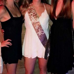 White Lace Romper with Open Back